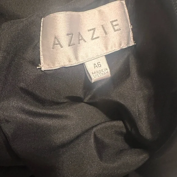 Azazie Black Julie Chiffon A-Line Bow Dress Size A6 - Picture 8 of 9